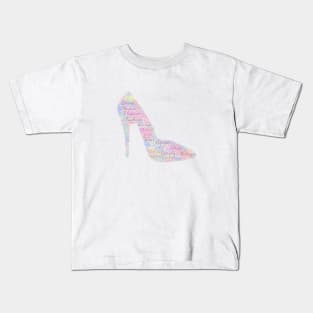 High Heel Shoe Silhouette Shape Text Word Cloud Kids T-Shirt